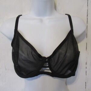 Tell Tale‎ Bra 38DD Black Sheer Demi Underwire Back Closure
